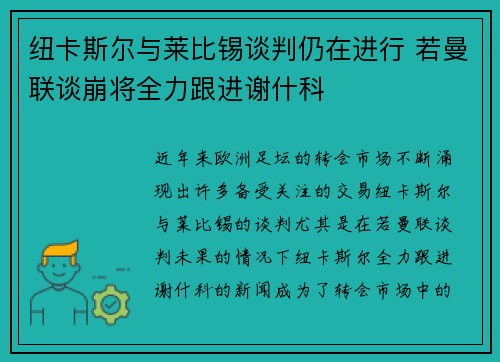 纽卡斯尔与莱比锡谈判仍在进行 若曼联谈崩将全力跟进谢什科